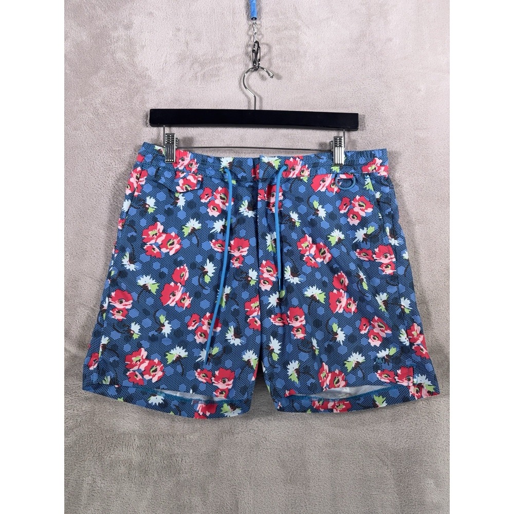 Marc By Marc Jacobs Swim Shorts Mens Medium Blue Floral Drawstring Board Shorts